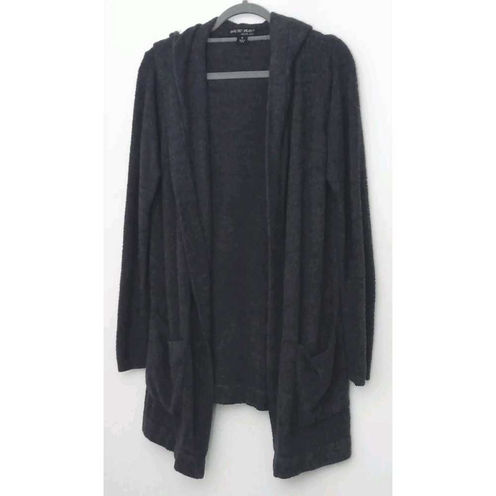 Barefoot Dreams Cozy Chic Women's M Gray Cardigan Sweater Soft Pockets Pre-owned